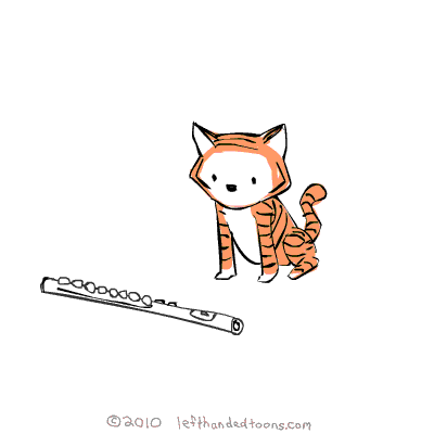 Little Tiger Playing a Flute